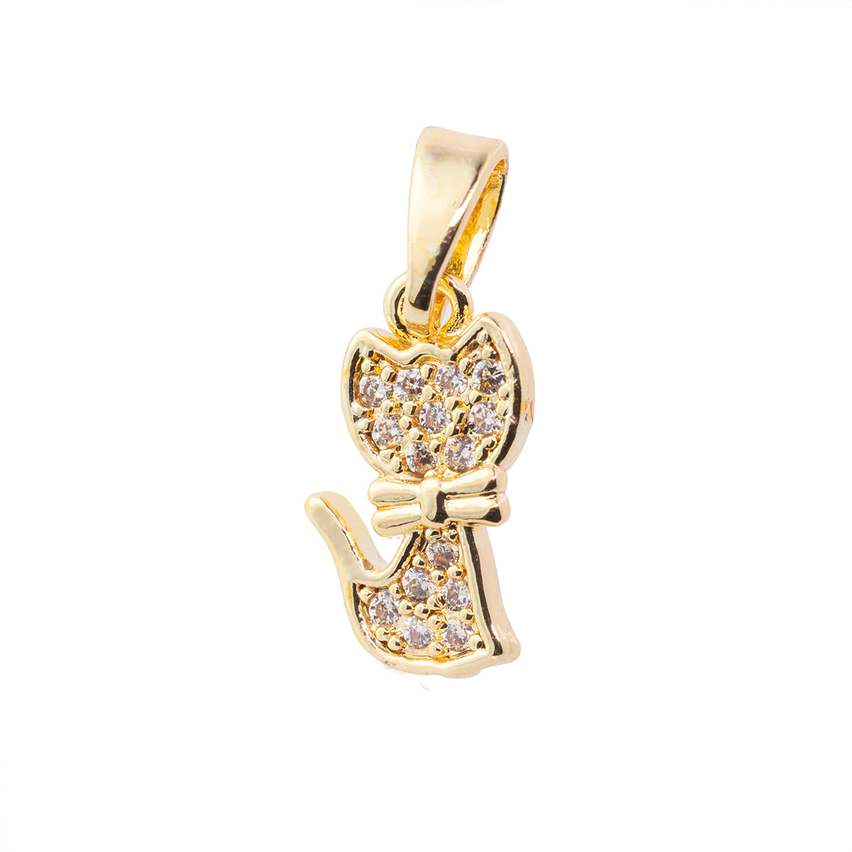 Dije Gato con Circonia 12x7mm Dorado