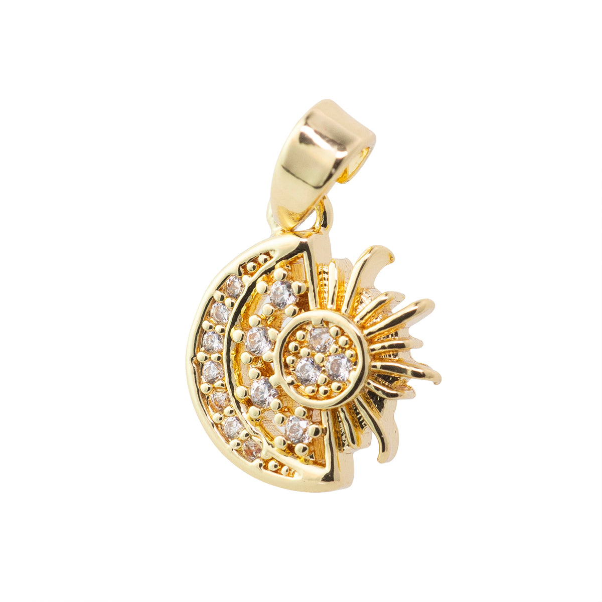 Dije Luna y Sol con Circonia 12.5x10mm Dorado