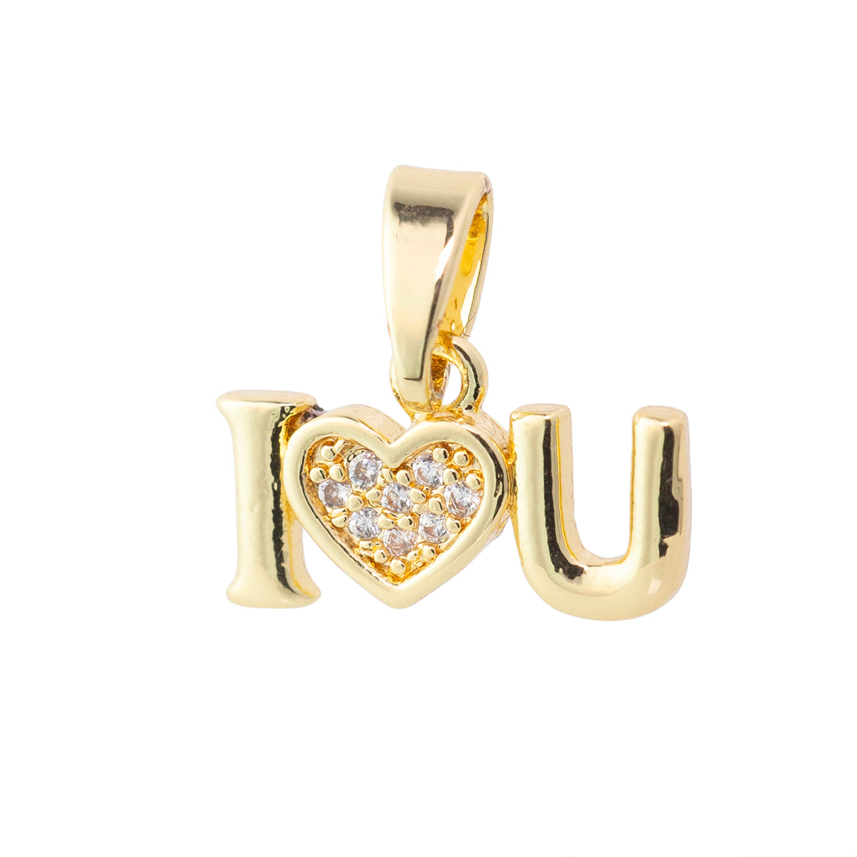 Dije love You con Circonia 7x12.5mm Dorado