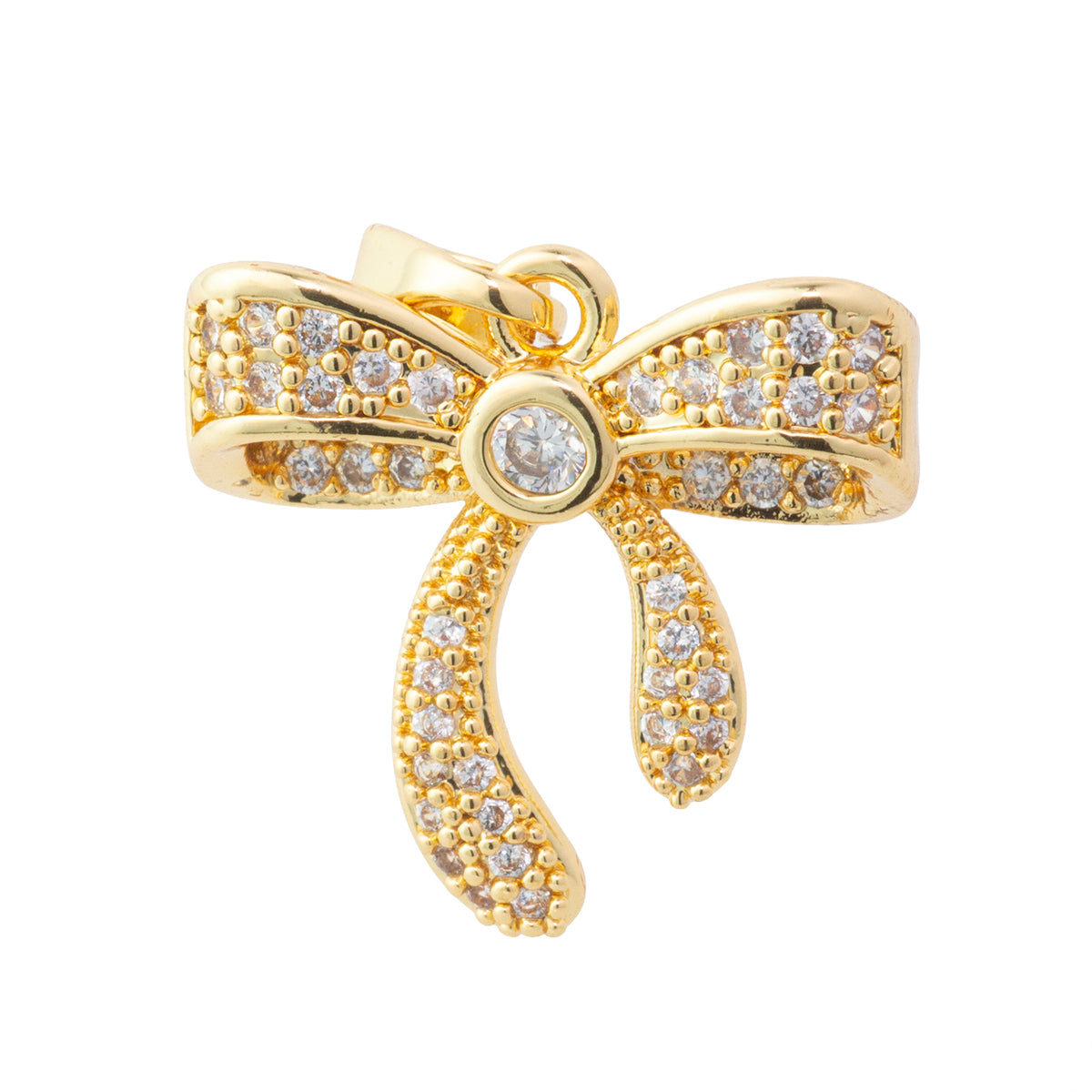 Dije Moño con Circonia 16x17.5mm Dorado