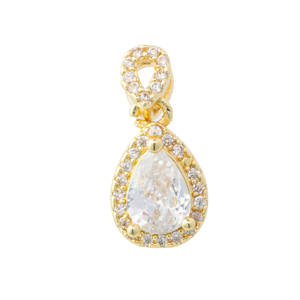 Mini Dije Gota con Circonia 12x7.5mm Dorado