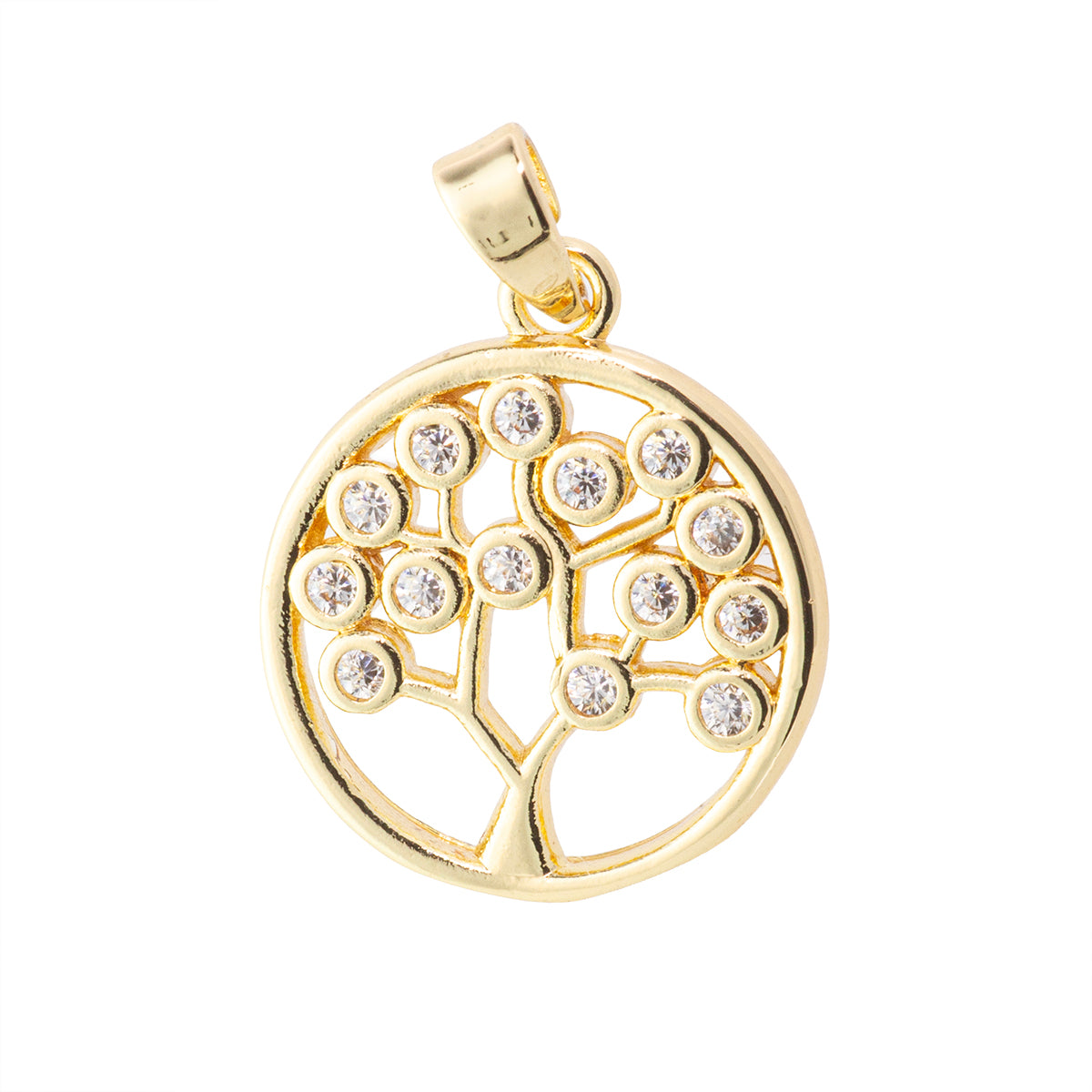 Dije Árbol de la Vida con Circonia 18x15mm Dorado