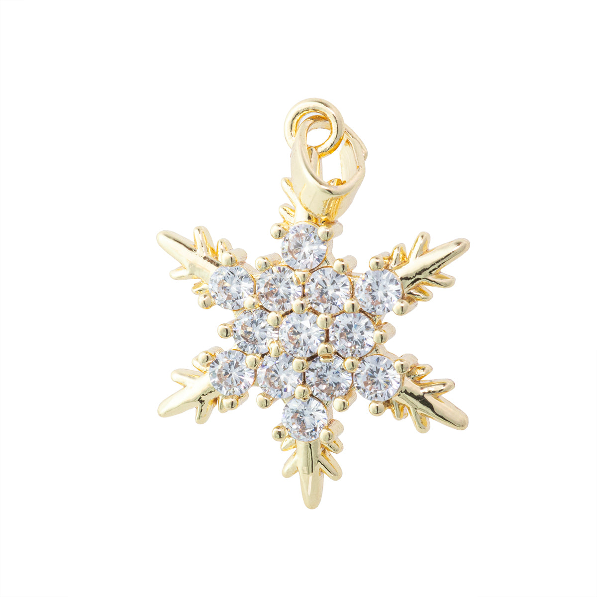 Dije Copo de Nieve con Circonia 22x17mm Dorado