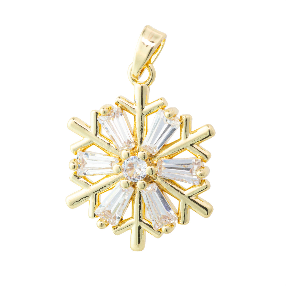 Dije Copo de Nieve con Circonia 22x17.5mm Dorado
