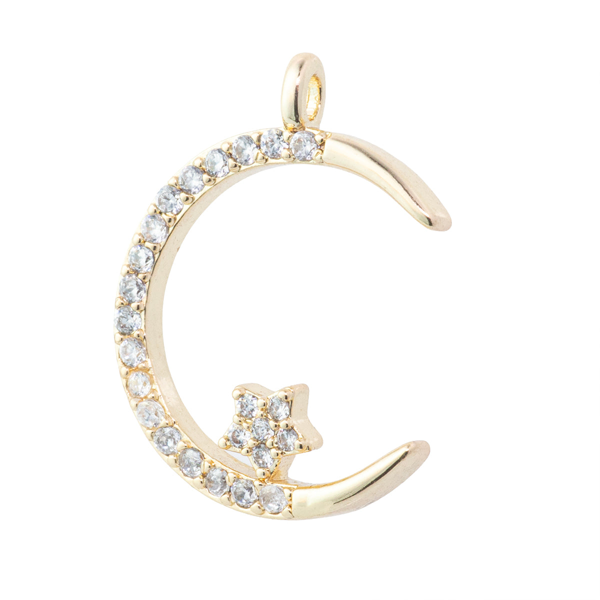 Dije Luna Estrella con Circonia 19x14mm Dorado