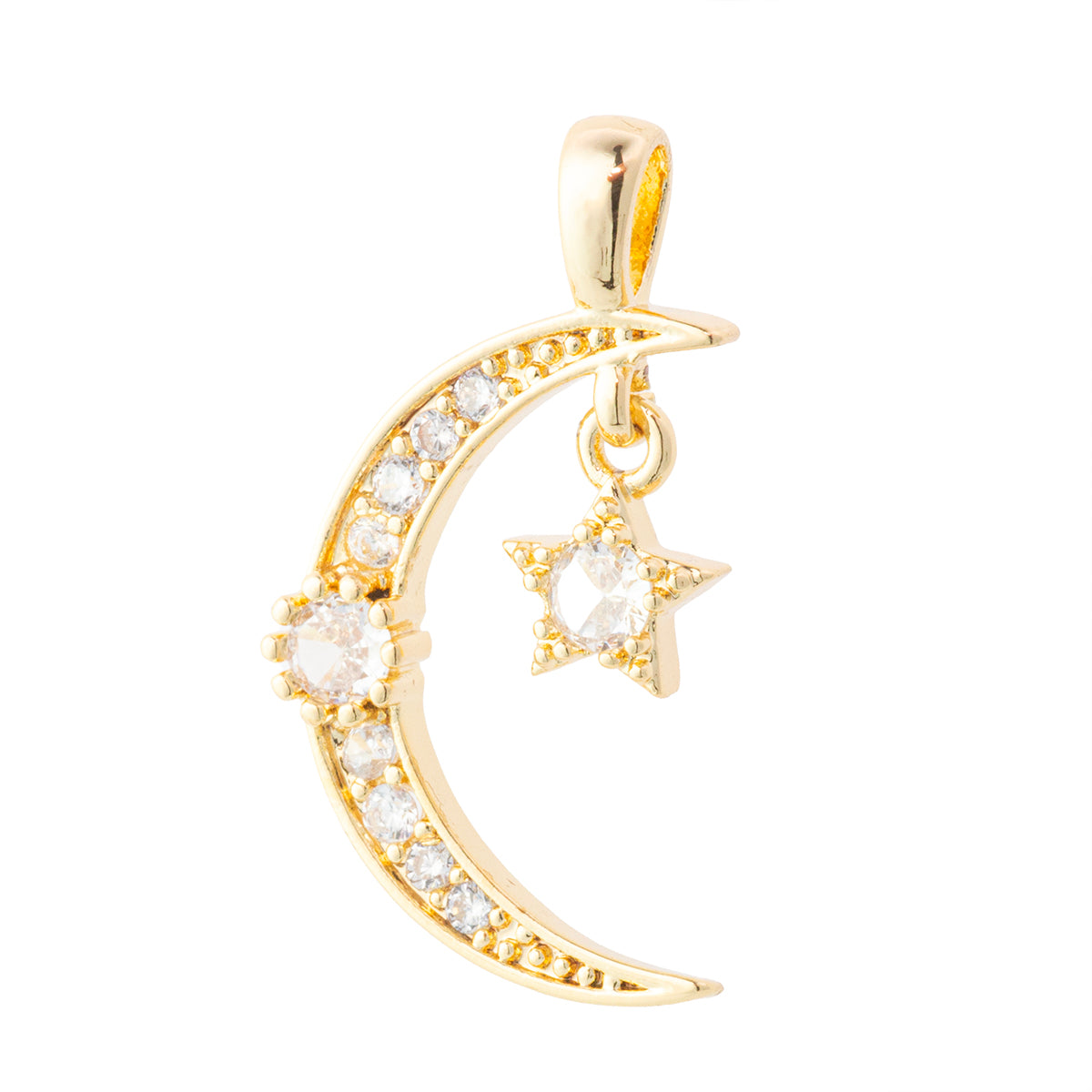 Dije Luna Estrella con Circonia 22x12.5mm Dorado