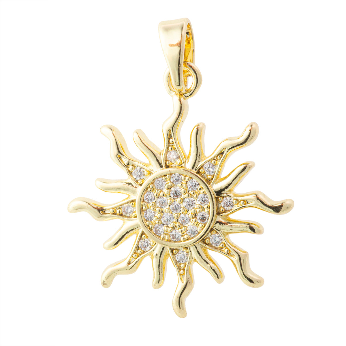 Dije Sol con Circonia 21x18.5mm Dorado