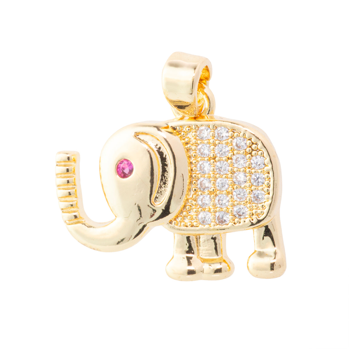 Dije Elefante con Circonia 14.5x16mm Dorado