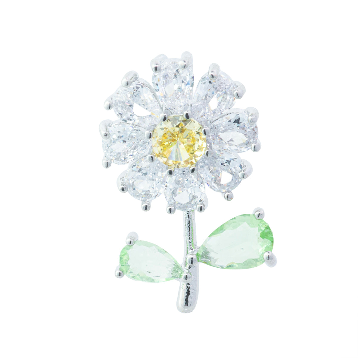 Dije Flor Margarita con Circonia 20x12.5mm Plateado