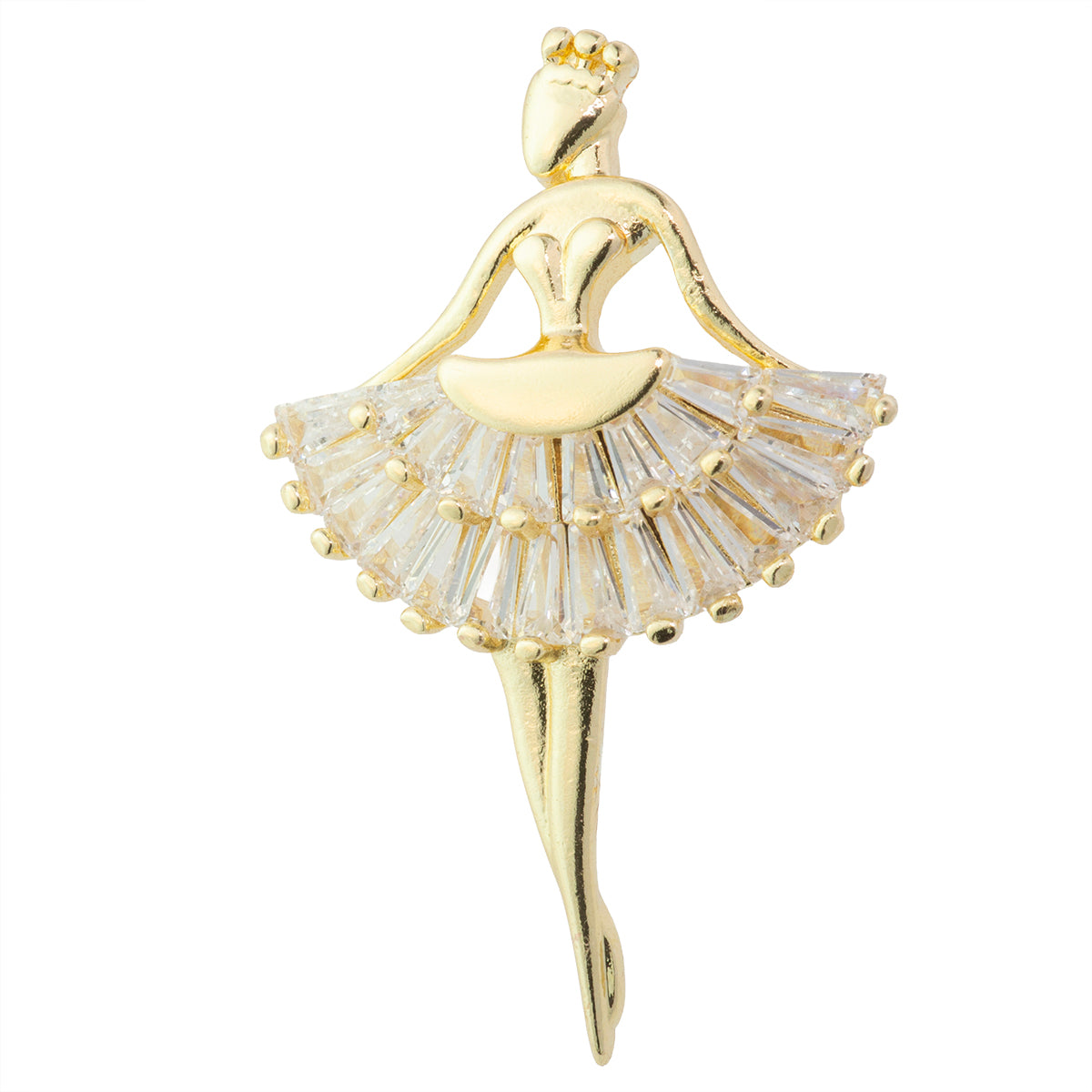 Dije Bailarina con circonia Baguette 34x21mm Dorado