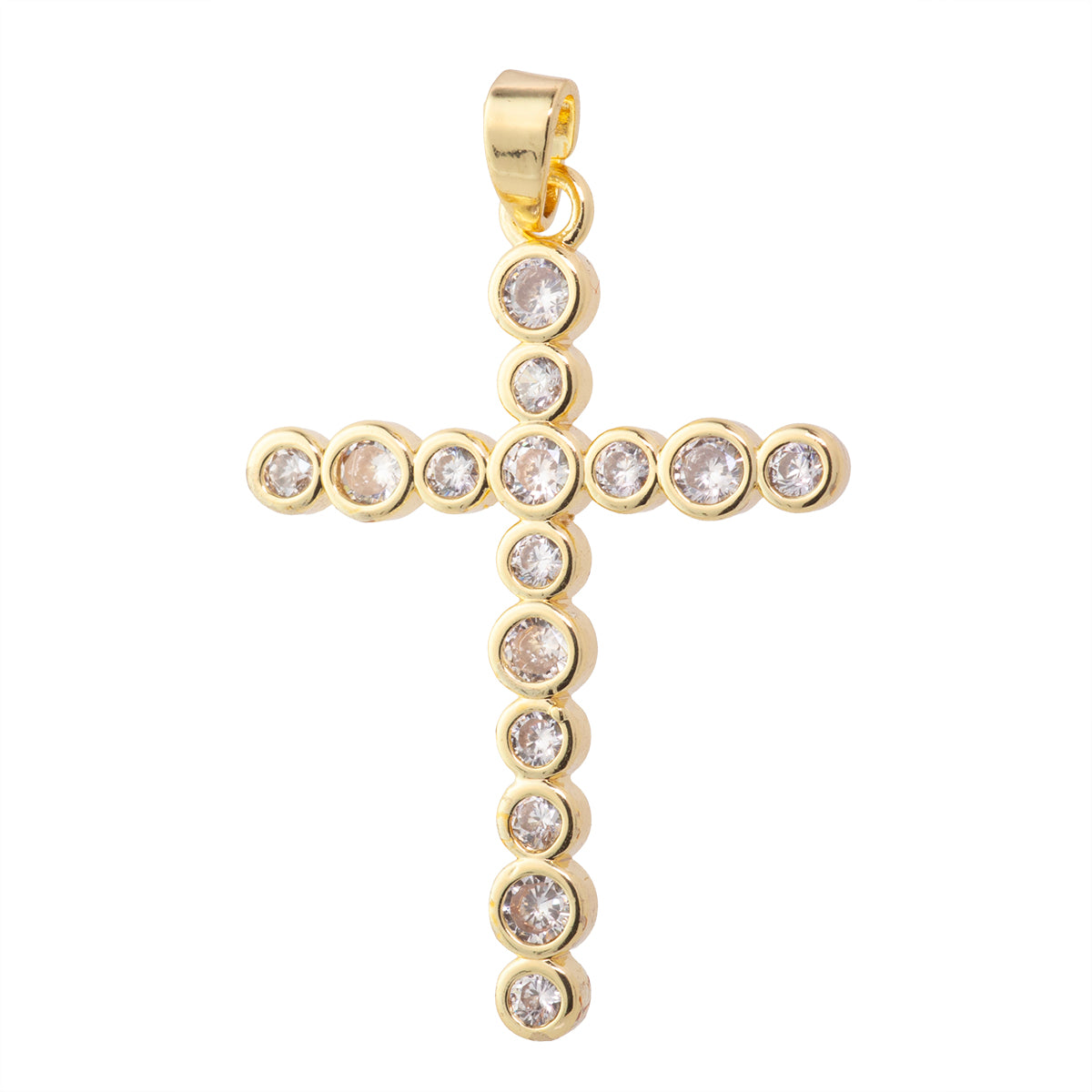Dije Cruz con Circonia 30x21mm Dorado