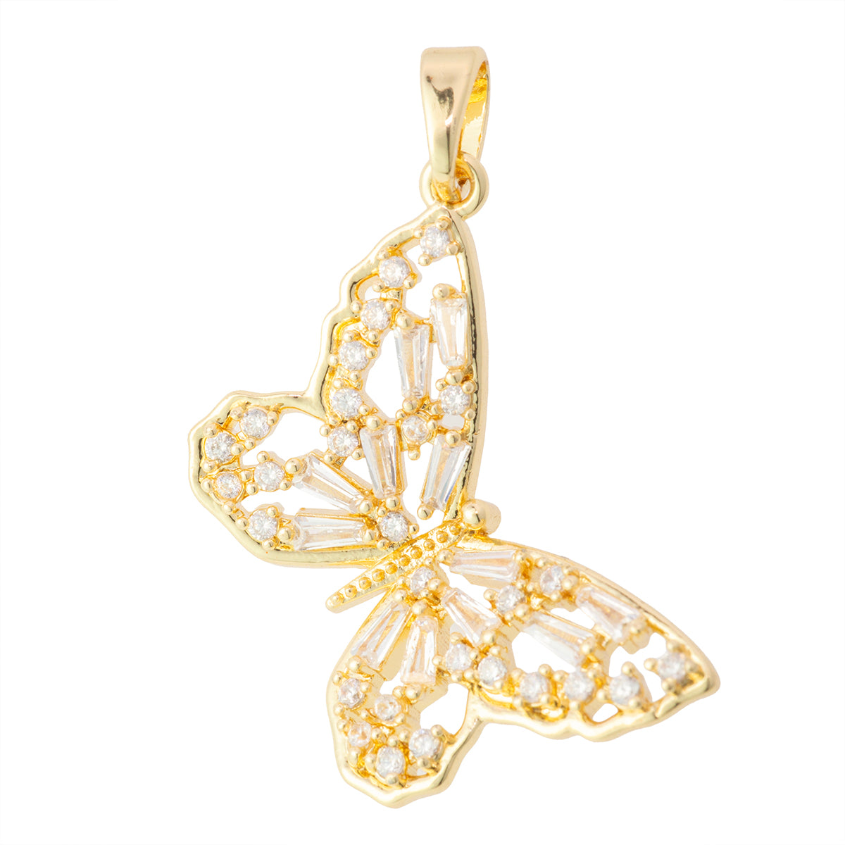 Dije Mariposa con Circonia 17x25mm Dorado