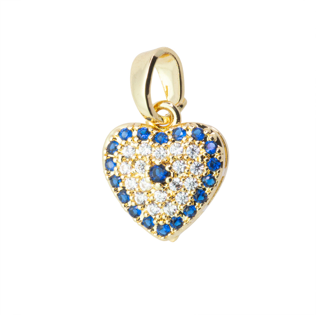 Dije Corazón con Circonia Azul Rey 11x10mm Dorado