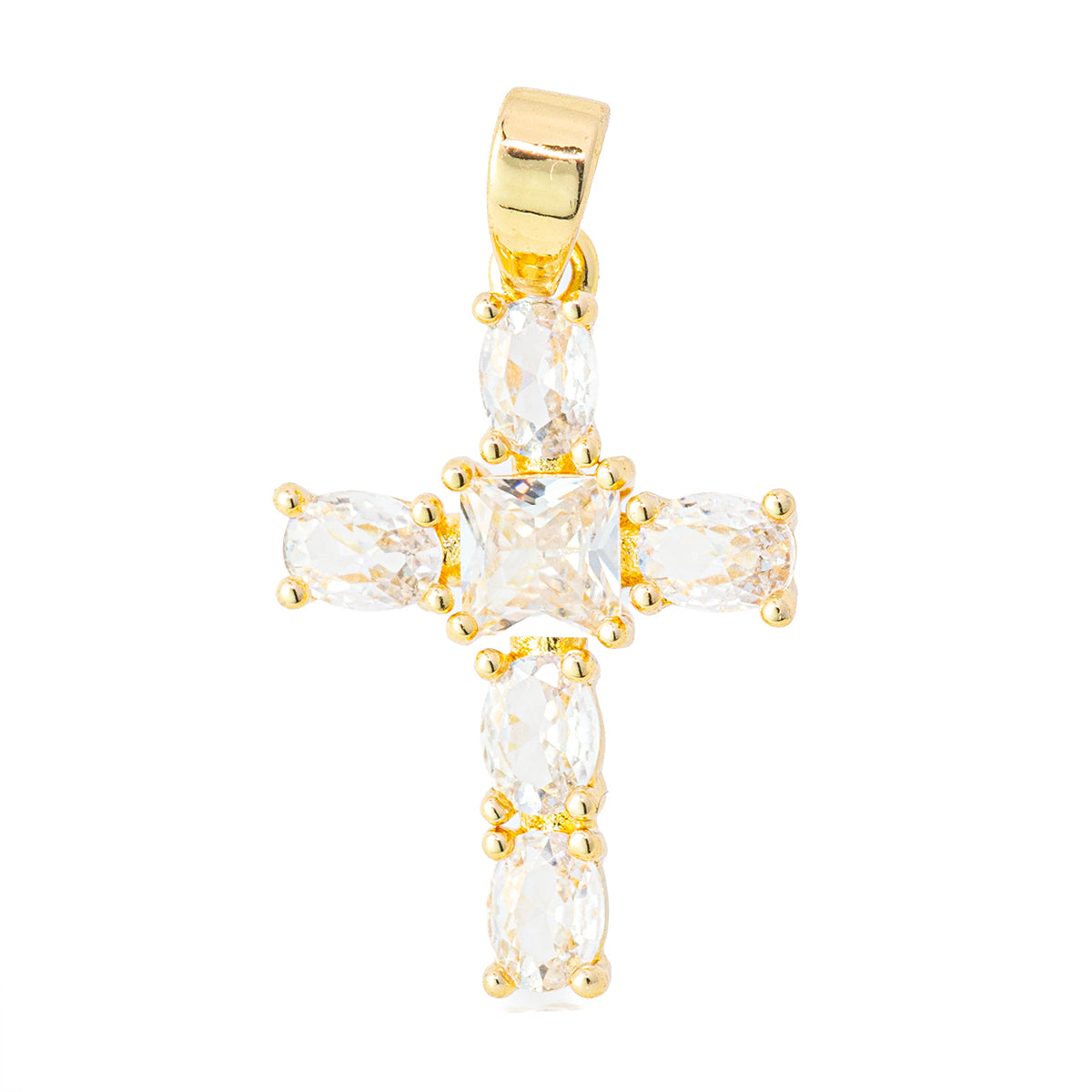Dije Cruz con Circonia 19.55x13mm Dorado