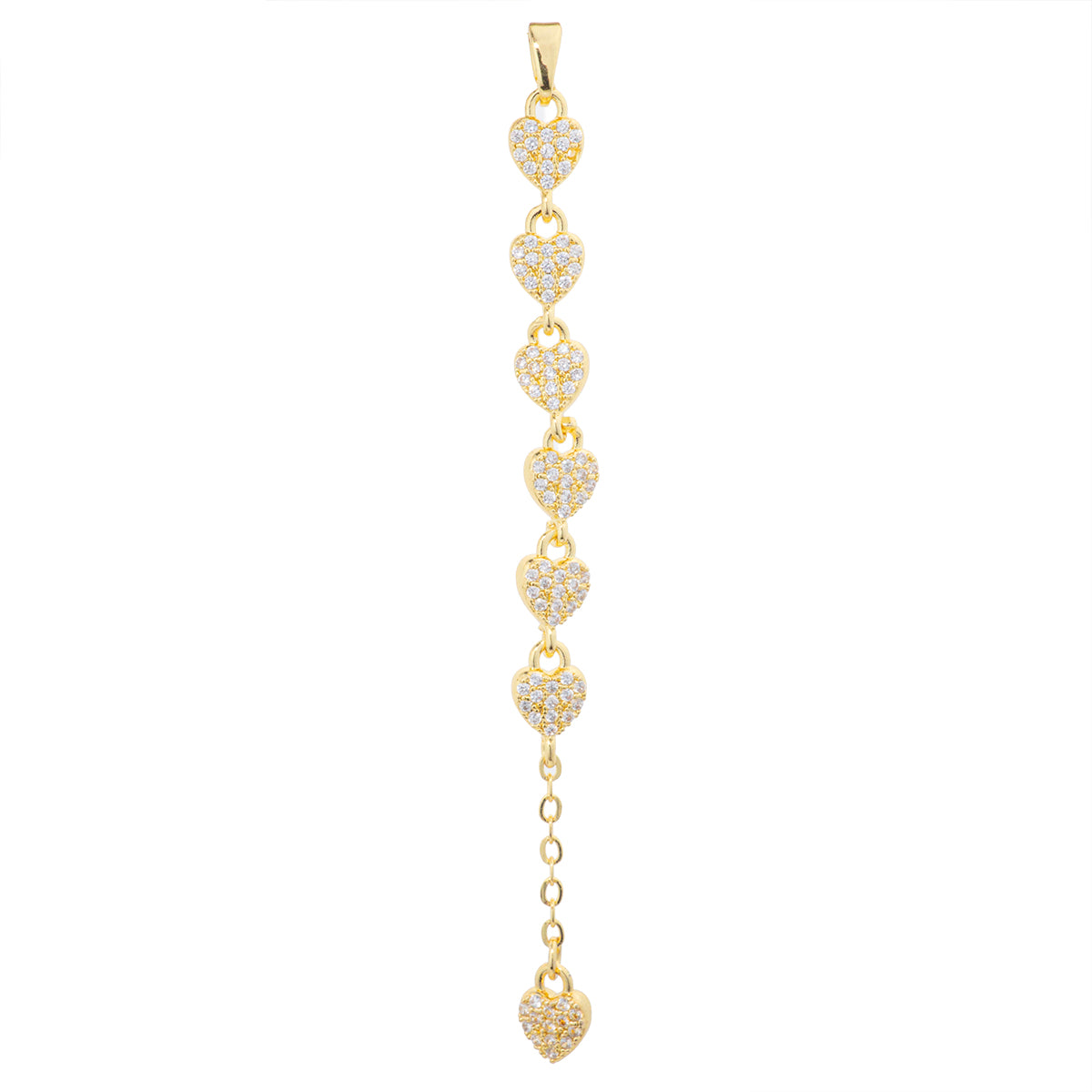 Dije Largo Corazón de Candado con Circonia 74x6mm Dorado
