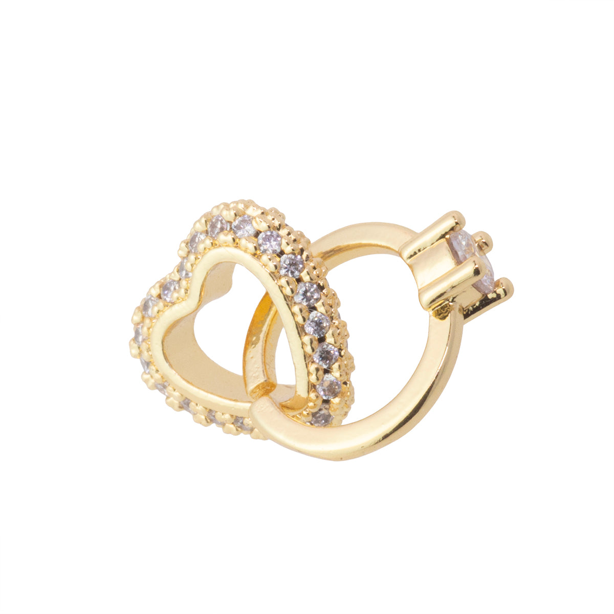 Dije Anillo con Corazón con Circonia 10.5mm Dorado