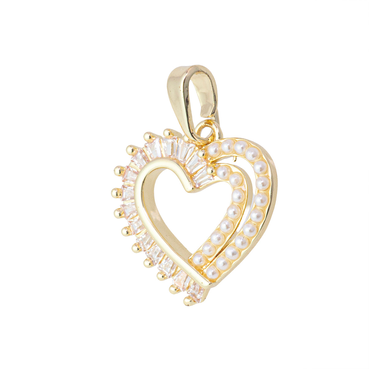 Dije Corazón Calado con Circonia 16mm Dorado