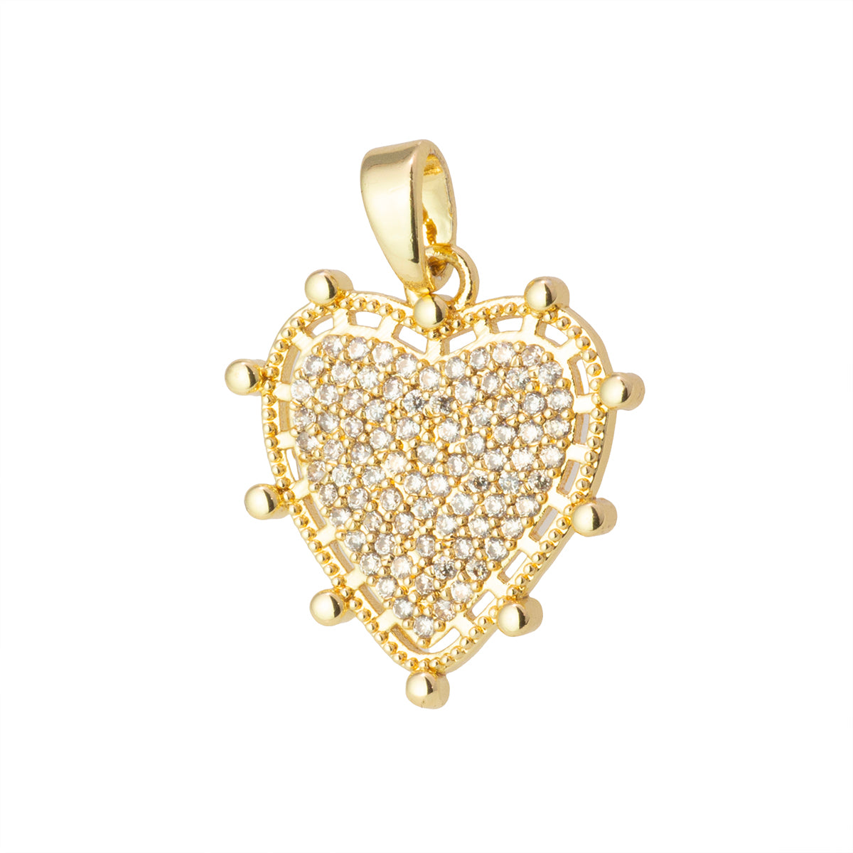 Dije Corazón con Circonia 17.5x19mm Dorado