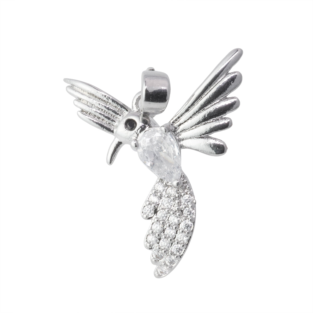 Dije Colibrí con Circonia 18x19mm Plateado
