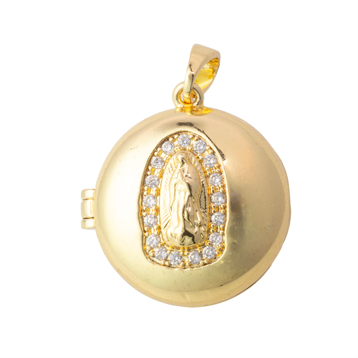 Relicario Circular Virgen de Guadalupe 19x20mm Dorado