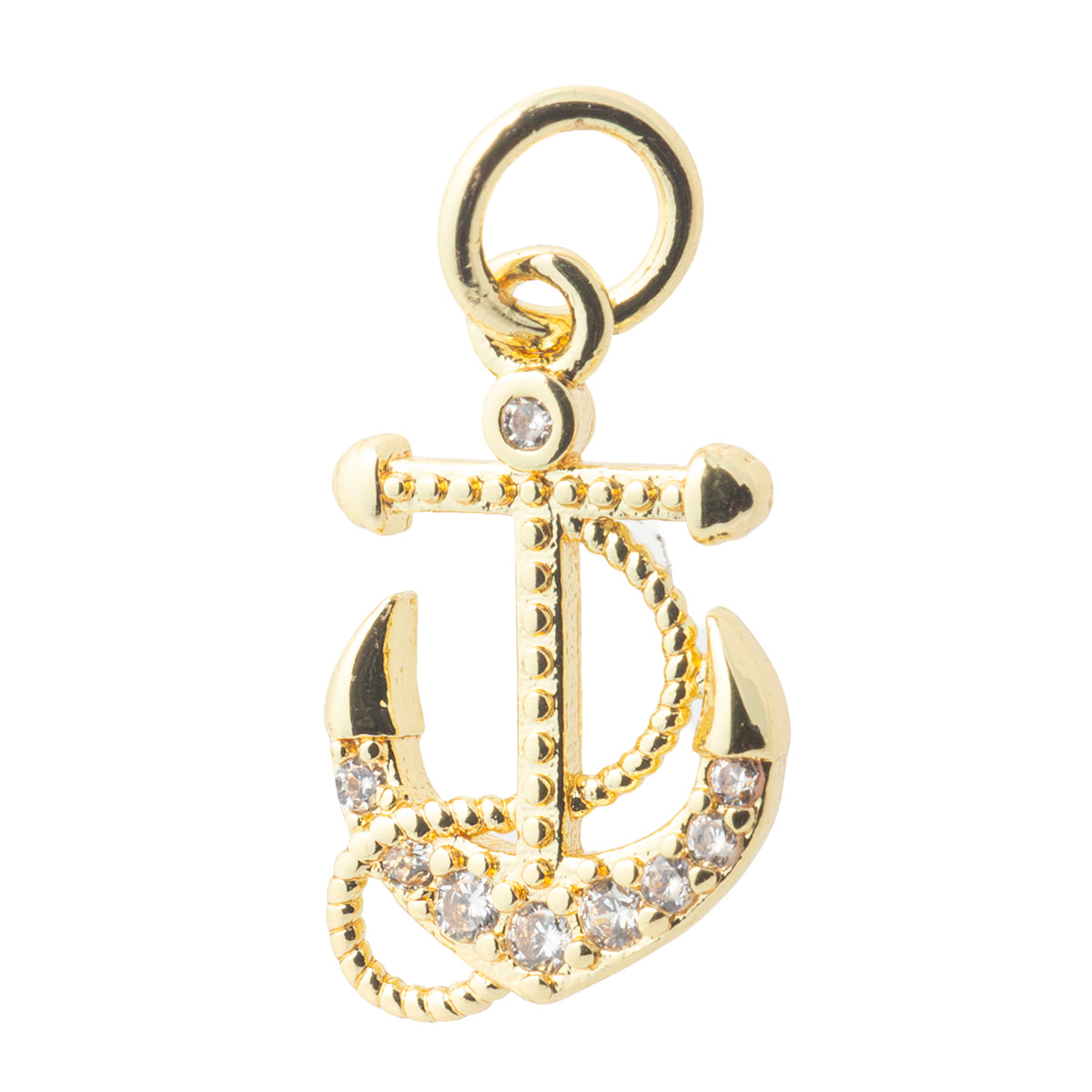 Dije Ancla con Circonia 14.5x9mm Dorado