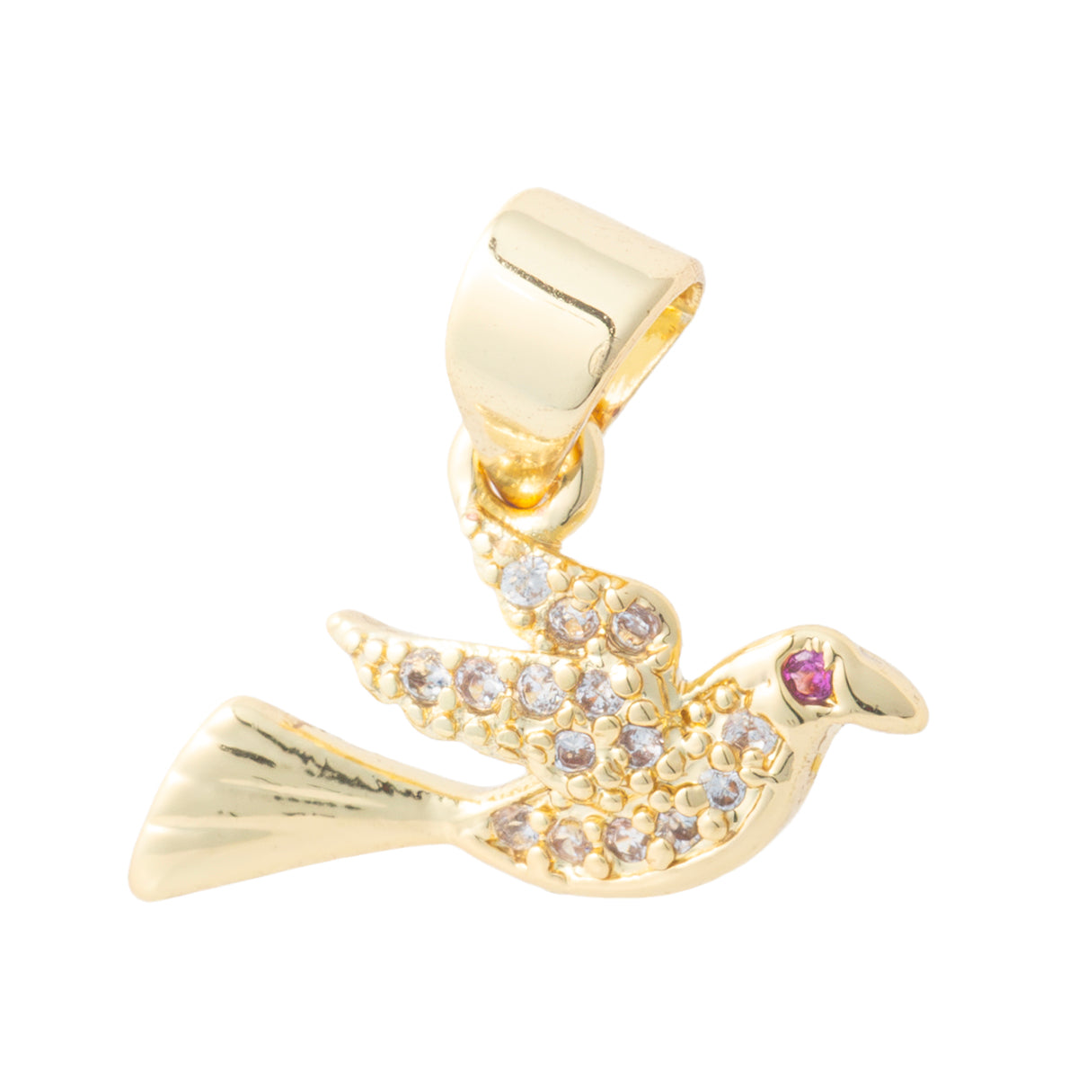 Dije Paloma con Circonia 9.5x15mm Dorado