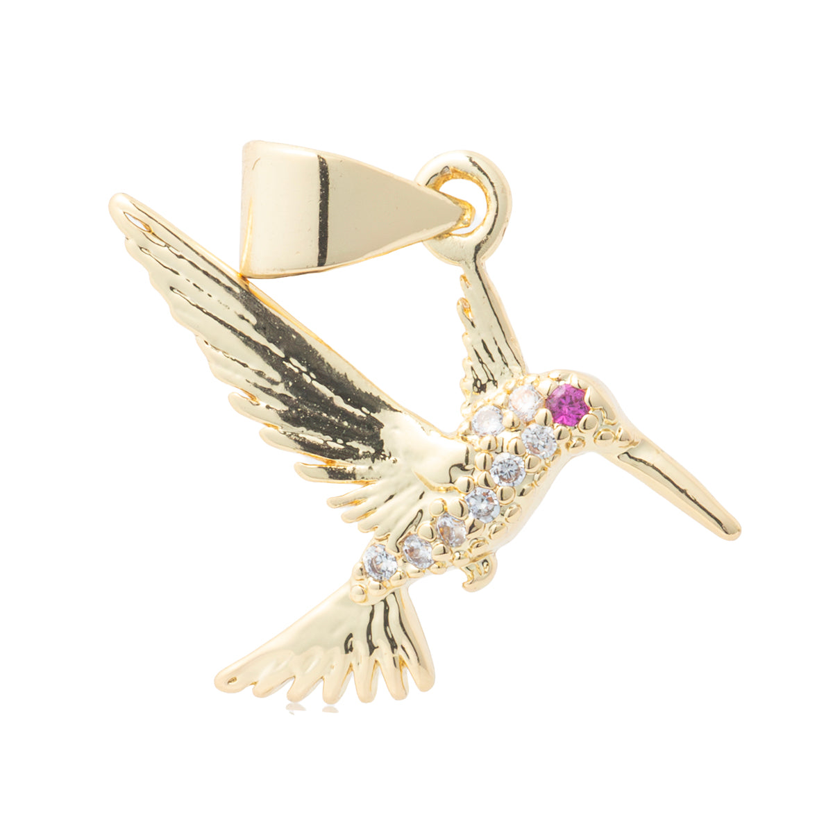 Dije Colibrí con Circonia 16x18mm Dorado