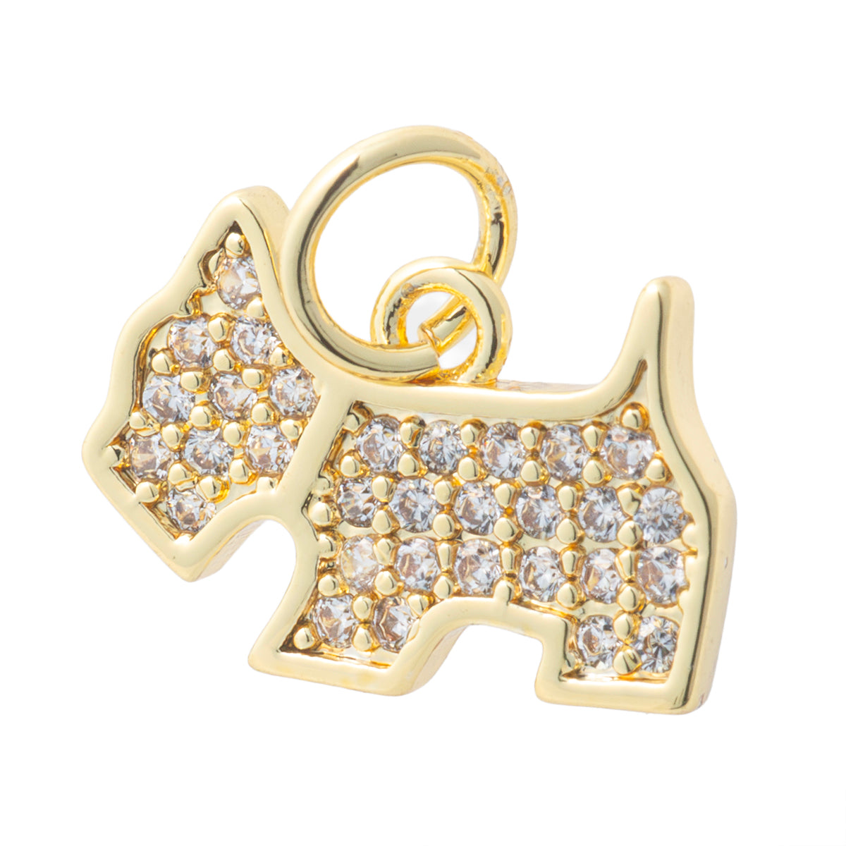 Dije Perro con Circonia 10x13.5mm Dorado