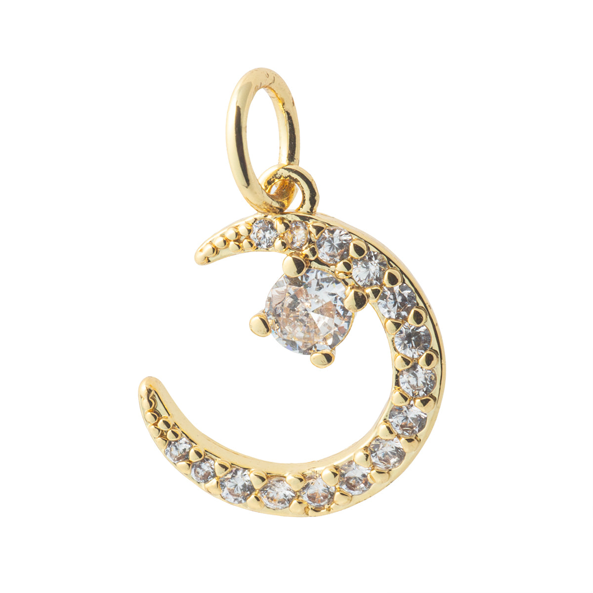 Dije Luna con Circonia 12x10mm Dorado
