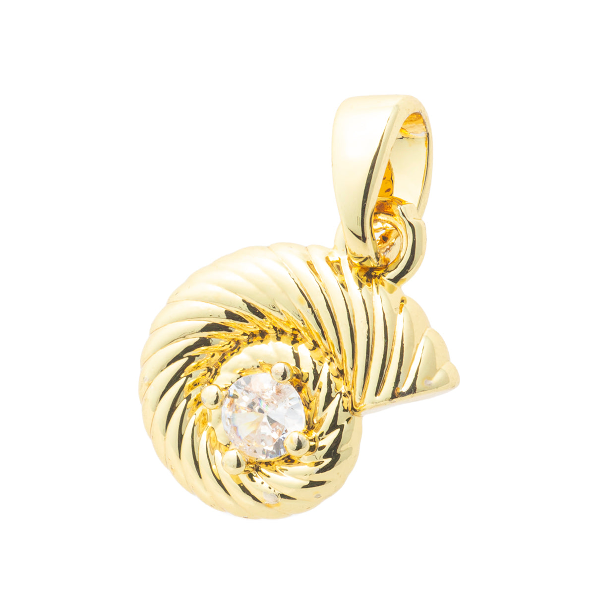 Dije Caracol con Circonia 12.5x9.5mm Dorado