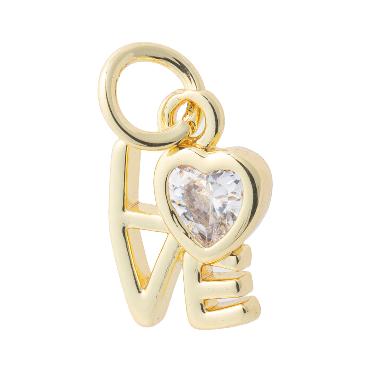 Dije Love con Circonia 11.5x8mm Dorado