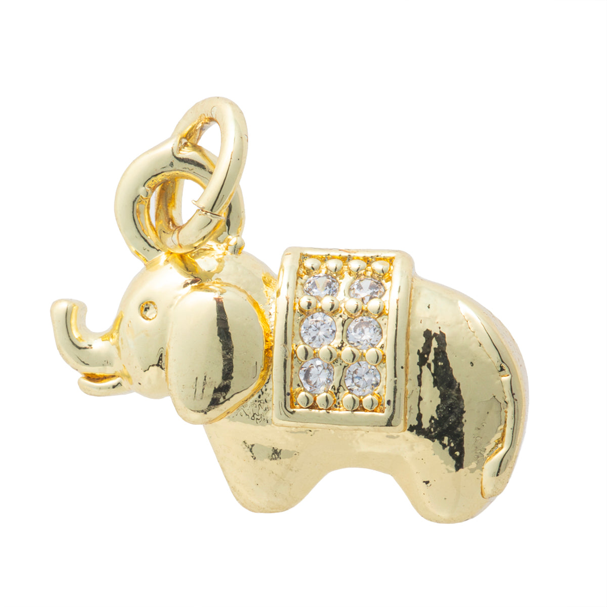 Dije Elefante con Circonia 11.5x15mm Dorado