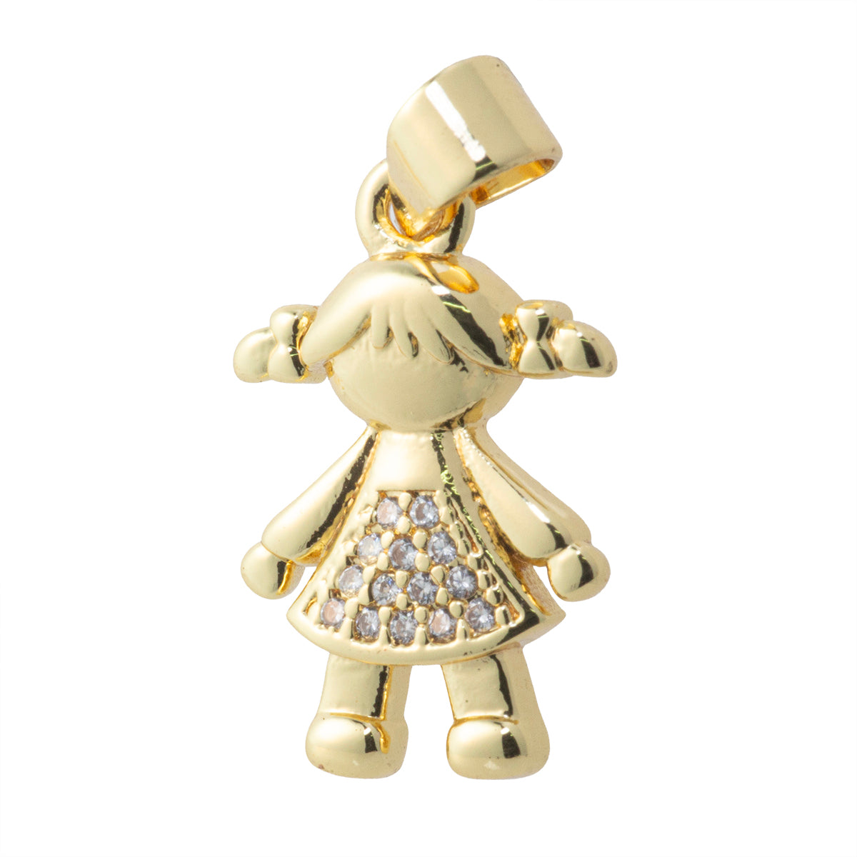 Dije Niña con Circonia 18.5x12mm Dorado