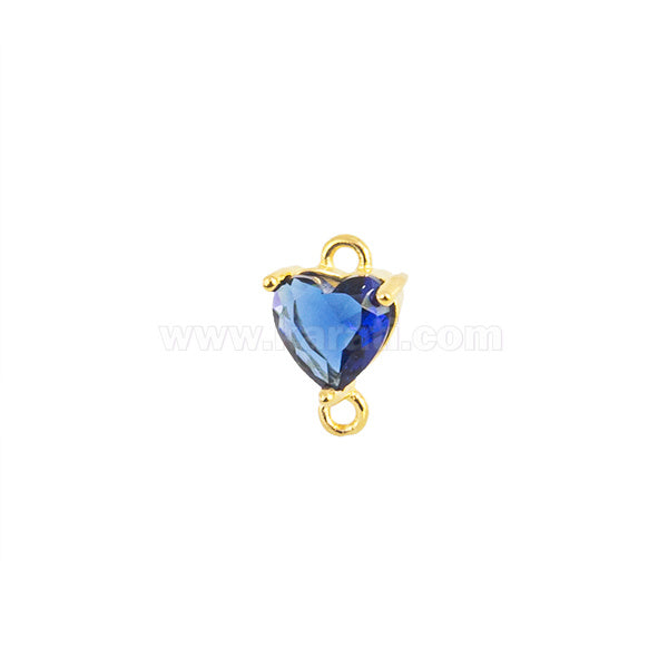 Separador Cristal Corazón Azul 10.4x6.6mm Dorado Brillante