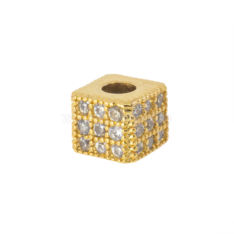 Separador Chapa con Circonia Cubo 4mm Dorado