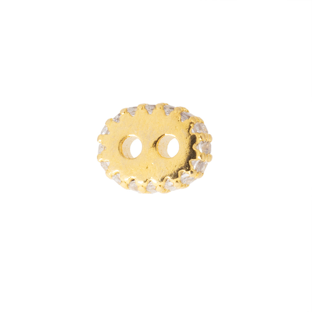 Separador Chapa con Circonia Oval 3x9mm Dorado