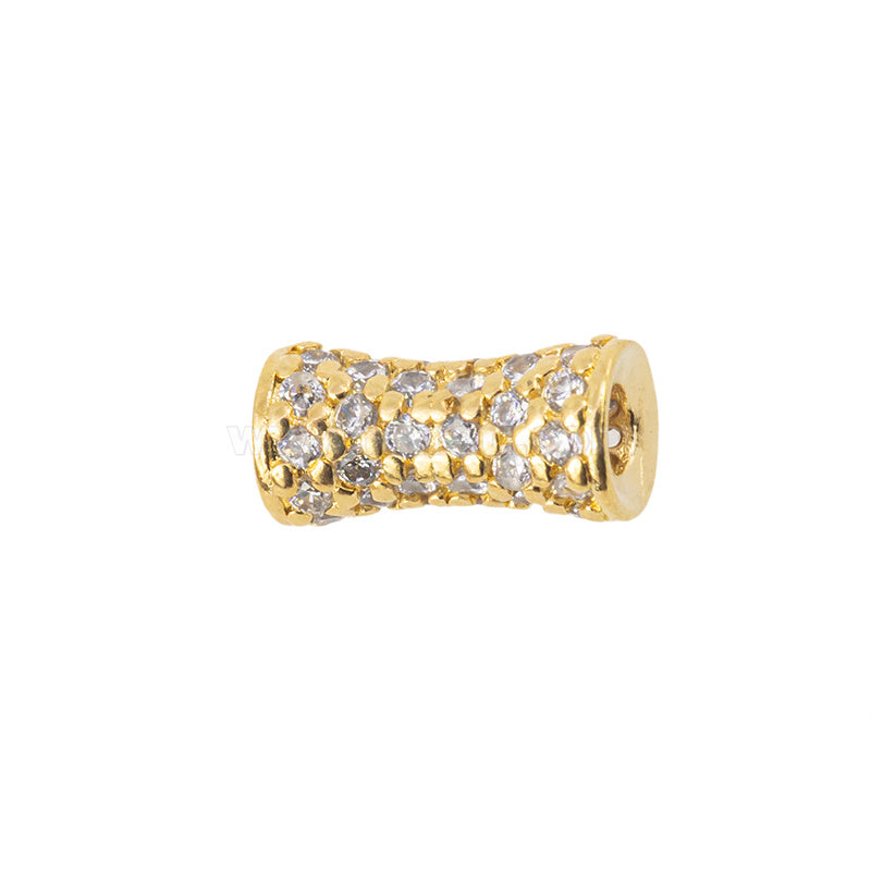 Separador Chapa con Circonia Cilindro Concavo 9.3x4.5mm Dorado