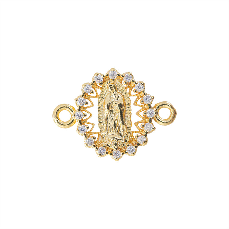 Separador Chapa con Circonia Virgen de Guadalupe 16x12mm Dorado