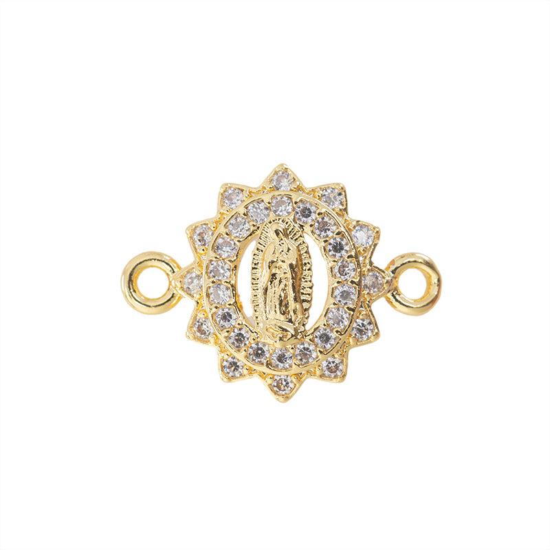 Separador Chapa con Circonia Virgen de Guadalupe 16x12mm Dorado