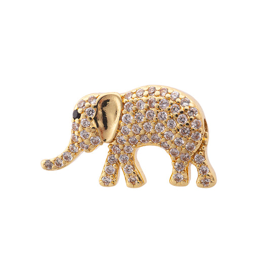 Separador Chapa con Circonia Elefante 11x18.7mm Dorado