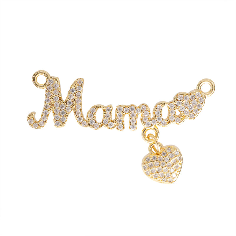 Separador Chapa con Circonia Mamá con Corazón 40.5x14mm Dorado