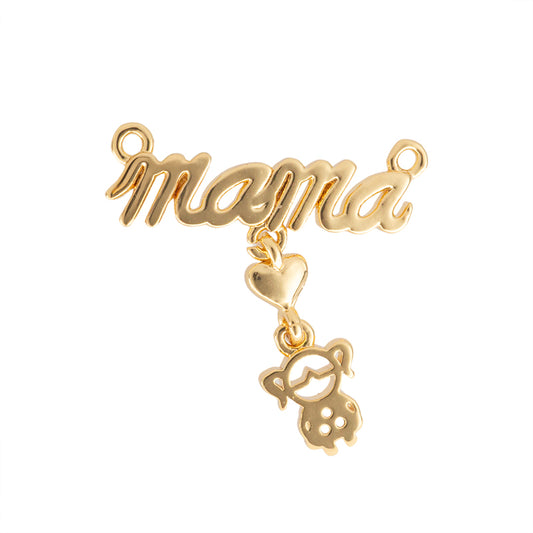 Separador Chapa con Circonia Mamá con Niña 22x7.5mm Dorado