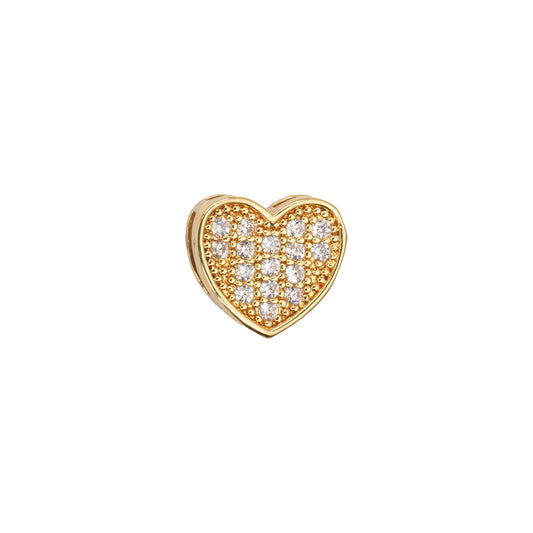 Separador Chapa Corazón con Circonia 9.2x10mm Dorado