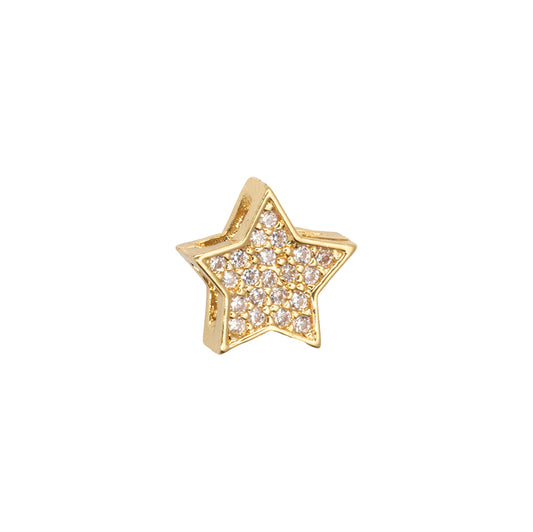 Separador Chapa Estrella con Circonia 9mm Dorado