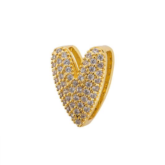 Separador Corazón Alargado con Circonia 10.5x15mm Dorado