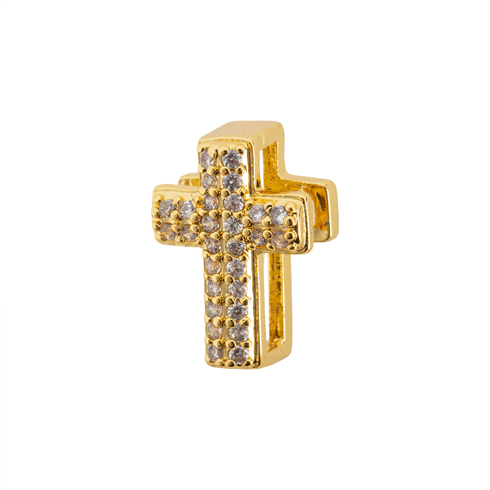 Separador Cruz con Circonia 15x10.5mm Dorado