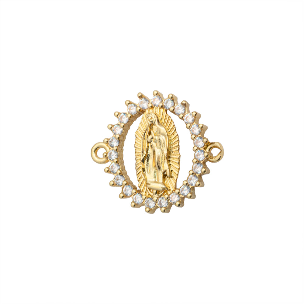 Separador Virgen de Guadalupe con Circonia 19x17.6mm Dorado