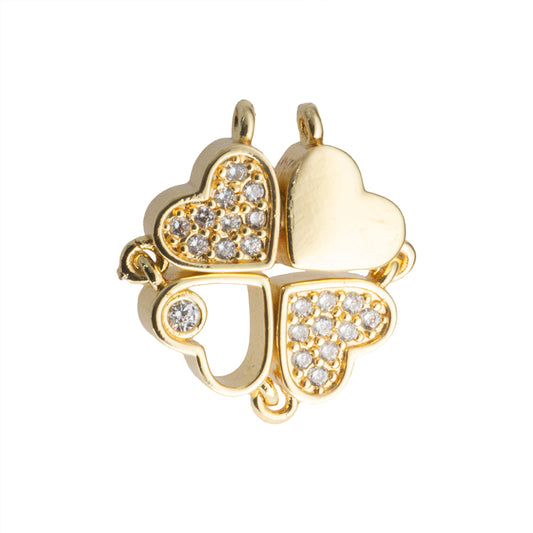 Separador Corazón con Circonia 15.5x15mm Dorado