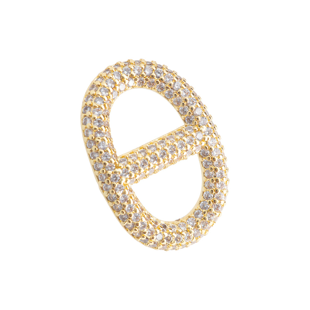 Separador Oval con Circonia 24x17mm Dorado