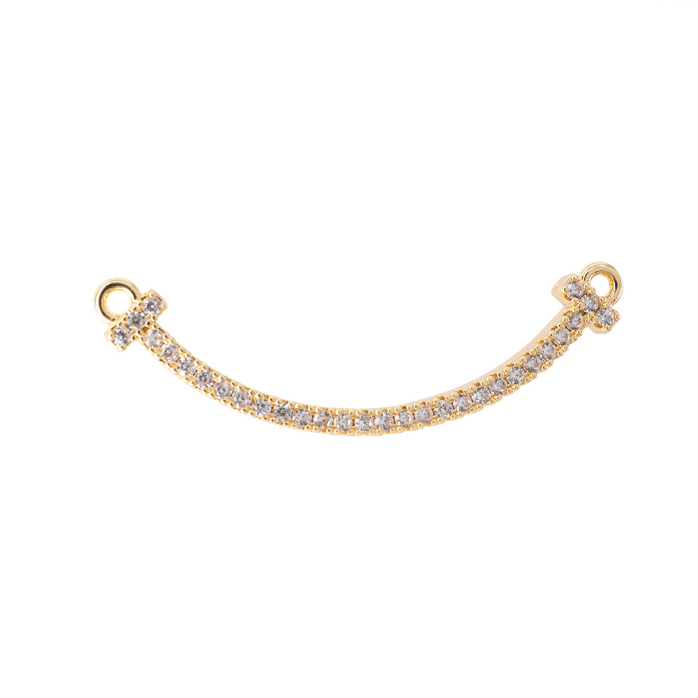 Separador Barra con Circonia 42x12mm Dorado